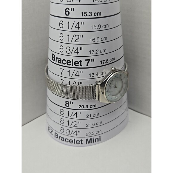 George Womens Petite Mesh Band Dress Watch Silver Tone White Dial New Batt Works - Picture 6 of 9
